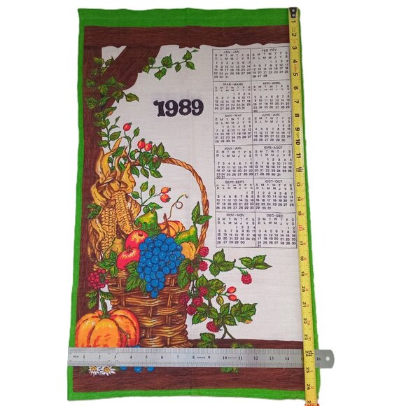Vintage 1989 Linen Tea Towel Calendar Fall Autumn Cottage Granny Core Decor - Picture 2 of 4